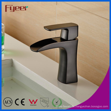 Fyeer New Black Water Tap Wasserfall Messing Becken Wasserhahn